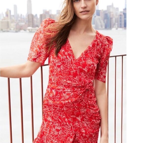 Parker Krislyn Red Silk Dress Size 6 - Picture 9 of 12